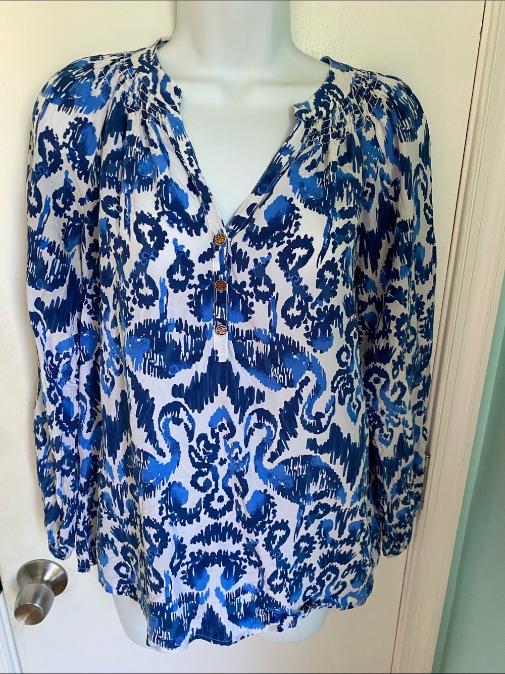 Lily Pulitzer silk Elsa top Beach Bathers VGUC